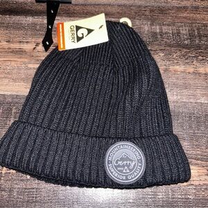 Gerry Beanie Toque Adult One Size Black Knit Ribbed 100% Acrylic Lined